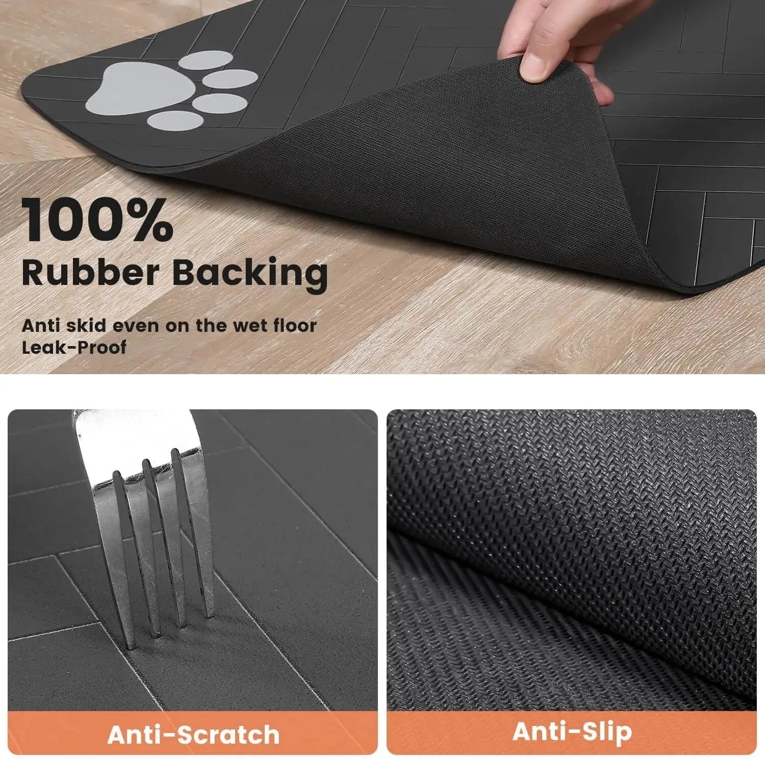 Tapete absorvente para alimentação de animais de estimação - Tapete de secagem rápida com base de borracha para cães e gatos, ideal para tigelas de comida e água.