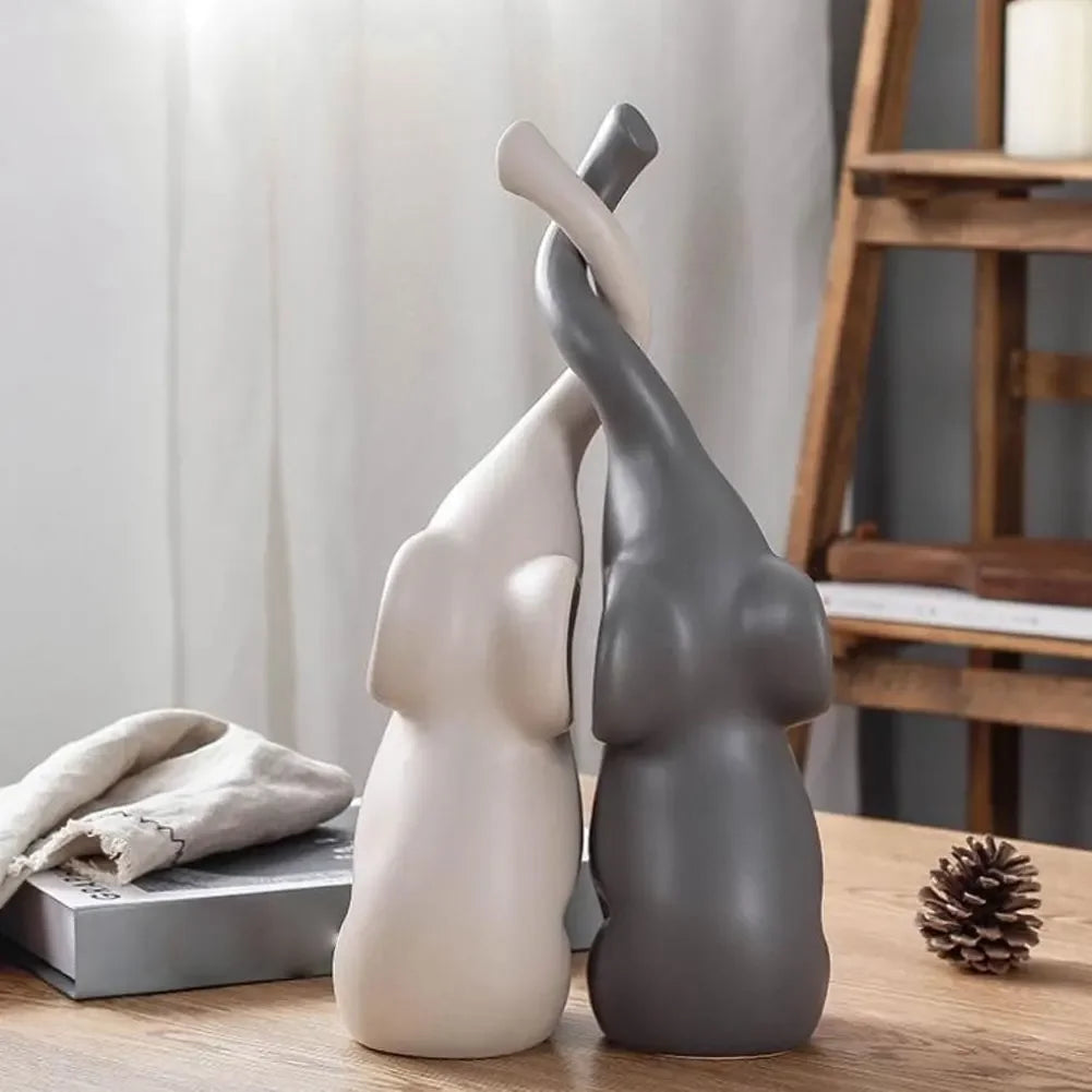 Casal de Elefantes Decorativos Premium – Símbolo de Amor, Prosperidade e Elegância 🐘❤️✨🏡🍀