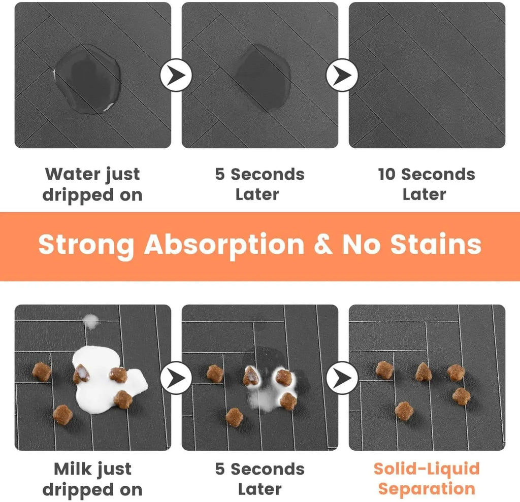 Tapete absorvente para alimentação de animais de estimação - Tapete de secagem rápida com base de borracha para cães e gatos, ideal para tigelas de comida e água.