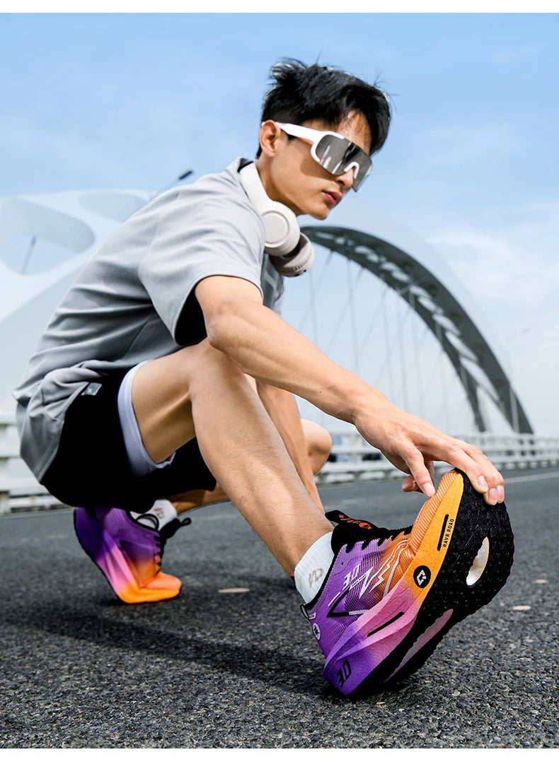 Tênis de corrida masculino com placa de carbono, antiderrapante, amortecido, confortável, para treino e corrida, tênis de tênis casual para mulheres.