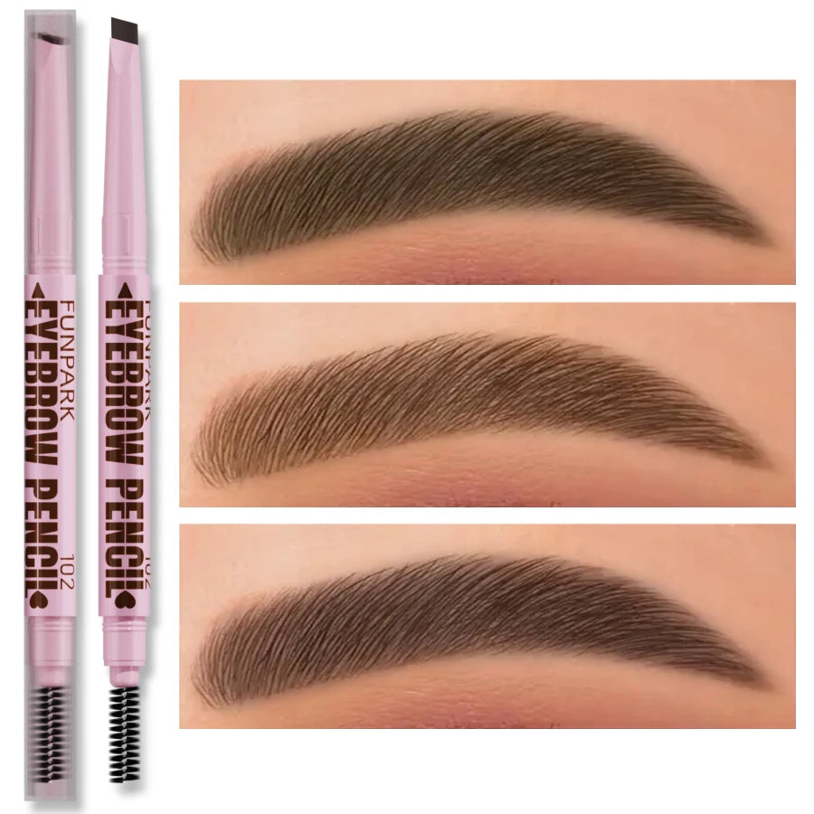 Lápis de sobrancelha 2 em 1 profissional, maquiagem para mulheres, 5 cores, à prova d'água, para sobrancelhas, com efeito tatuagem e longa duração.