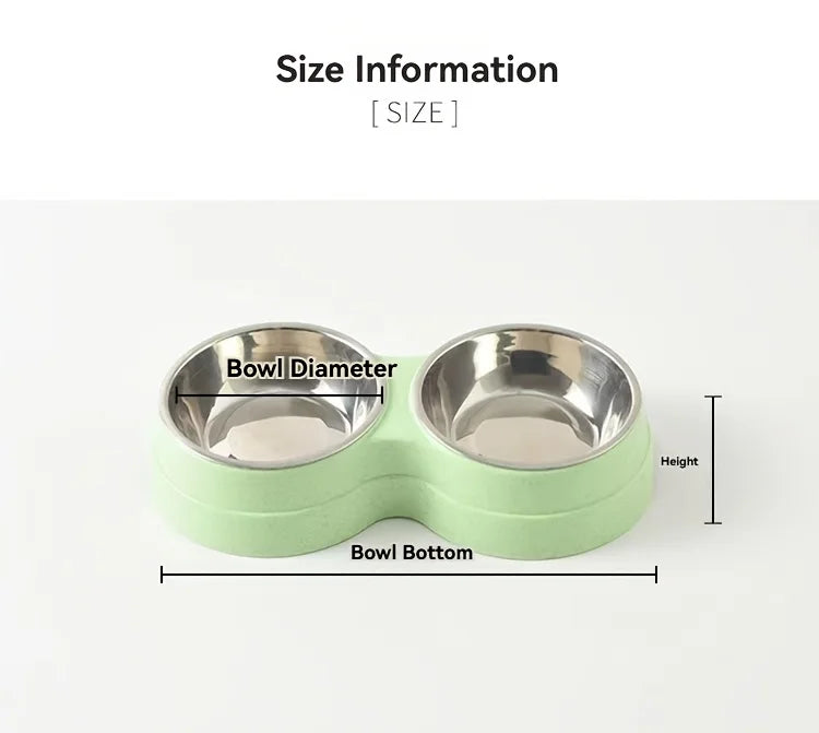 Conjunto de 1 Tigela Dupla em Aço Inoxidável para Cães e Gatos - Base Antiderrapante - Ideal para Água e Comida - Fácil de Limpar