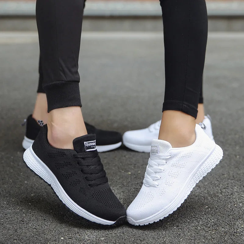 Sapatos casuais femininos, modernos, respiráveis, para caminhada, em mesh