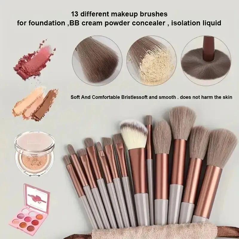 Conjunto de Pincéis de Maquiagem Macios e Fofos Profissionais para Base, Pó e Sombra, Estilo Kabuki