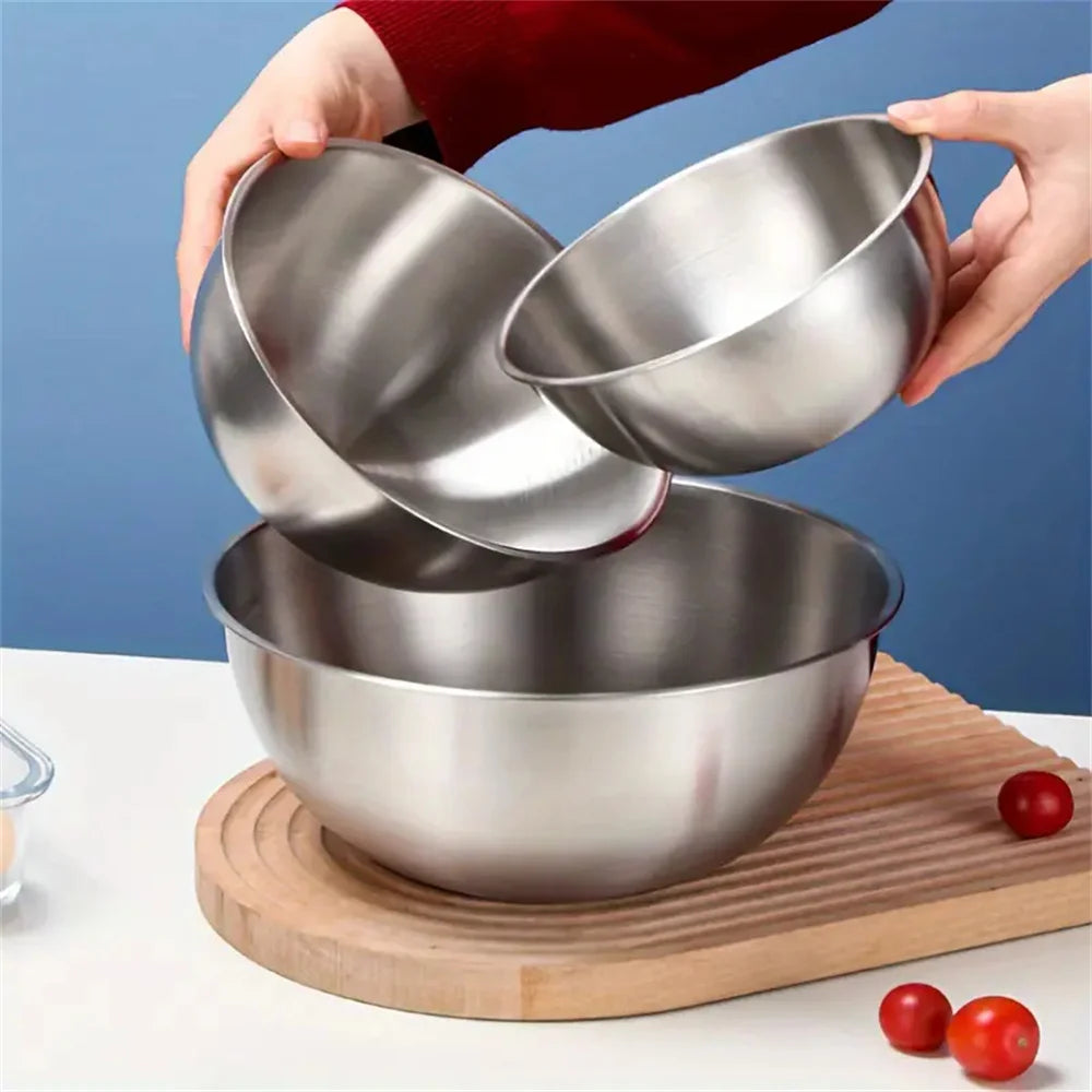 Conjunto de 1 a 3 Tigelas de Aço Inoxidável com Escala para Cozinhar, Assar e Armazenar Alimentos - Tigelas de Grande Capacidade para Misturar - Essenciais para a Cozinha Doméstica