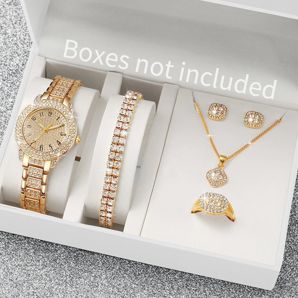 Conjunto de 6 Relógios Femininos de Quartzo Analógicos com Pulseira de Aço (Sem Caixa)