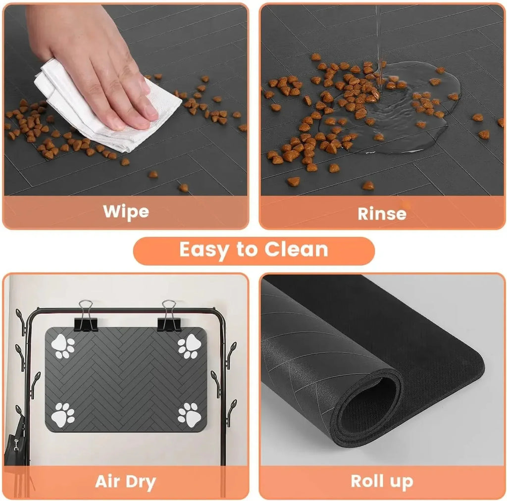Tapete absorvente para alimentação de animais de estimação - Tapete de secagem rápida com base de borracha para cães e gatos, ideal para tigelas de comida e água.