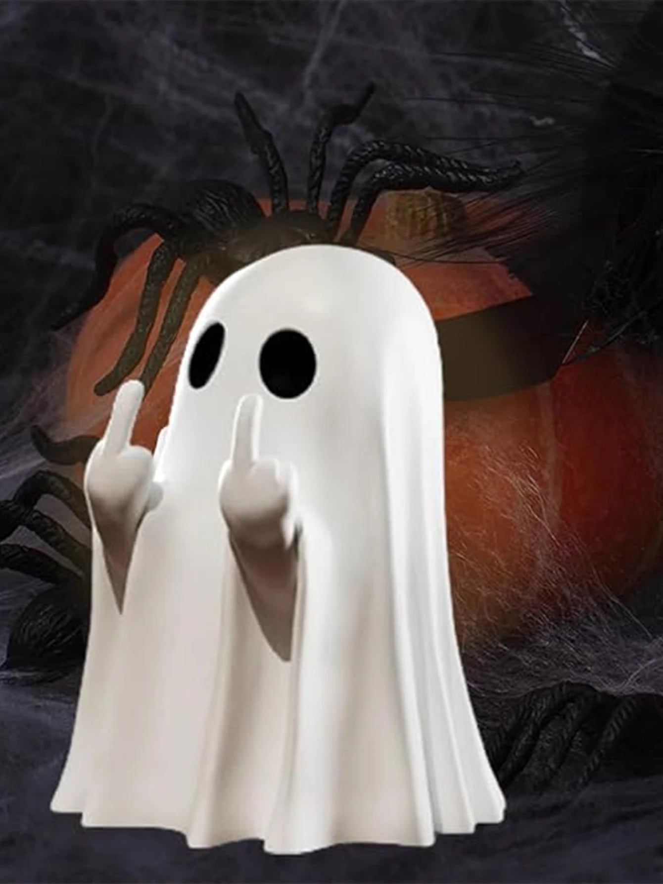 1 estátua de fantasma mostrando o dedo do meio, 7,5 cm, decoração de fantasma