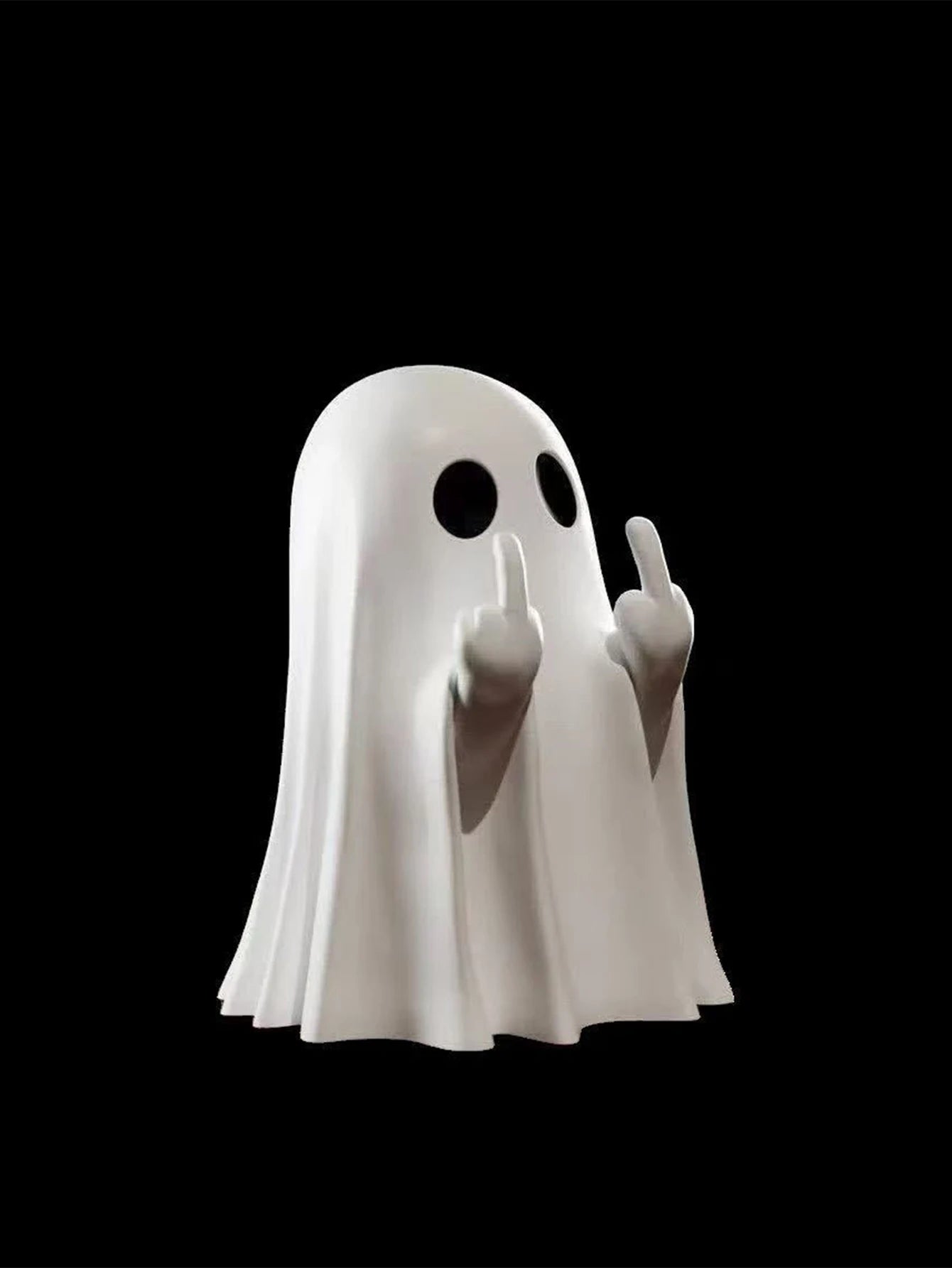 1 estátua de fantasma mostrando o dedo do meio, 7,5 cm, decoração de fantasma