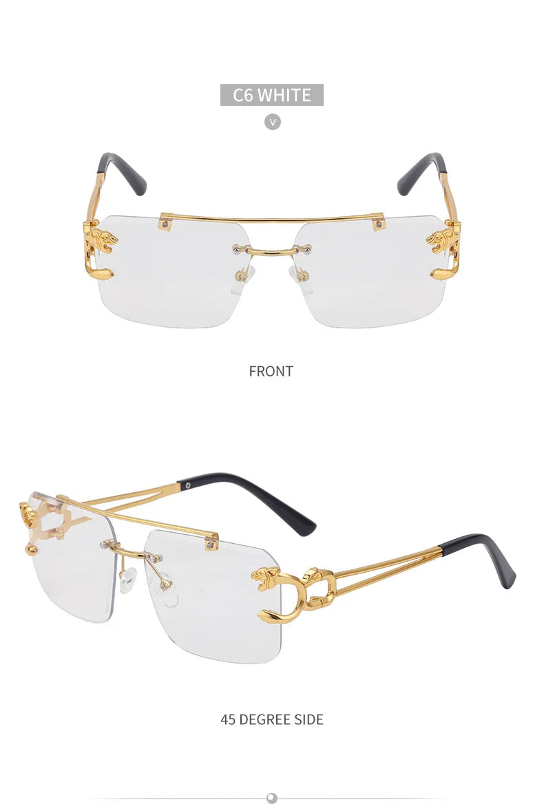 Óculos de Sol Fashion Metal Leopard Lentes Degradê Ocean Film e Proteção UV400