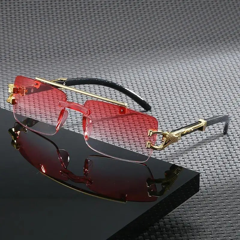 Óculos de Sol Retrô Versáteis com Design Retrô Vanguarda e Hastes Duplas Integradas com Estampa de Leopardo, Proteção UV e Estilo Moderno