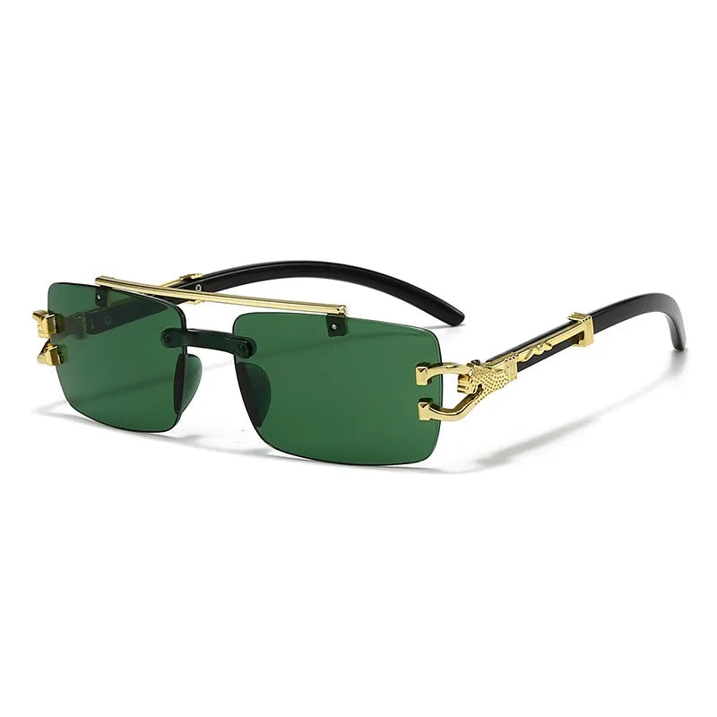 Óculos de Sol Retrô Versáteis com Design Retrô Vanguarda e Hastes Duplas Integradas com Estampa de Leopardo, Proteção UV e Estilo Moderno