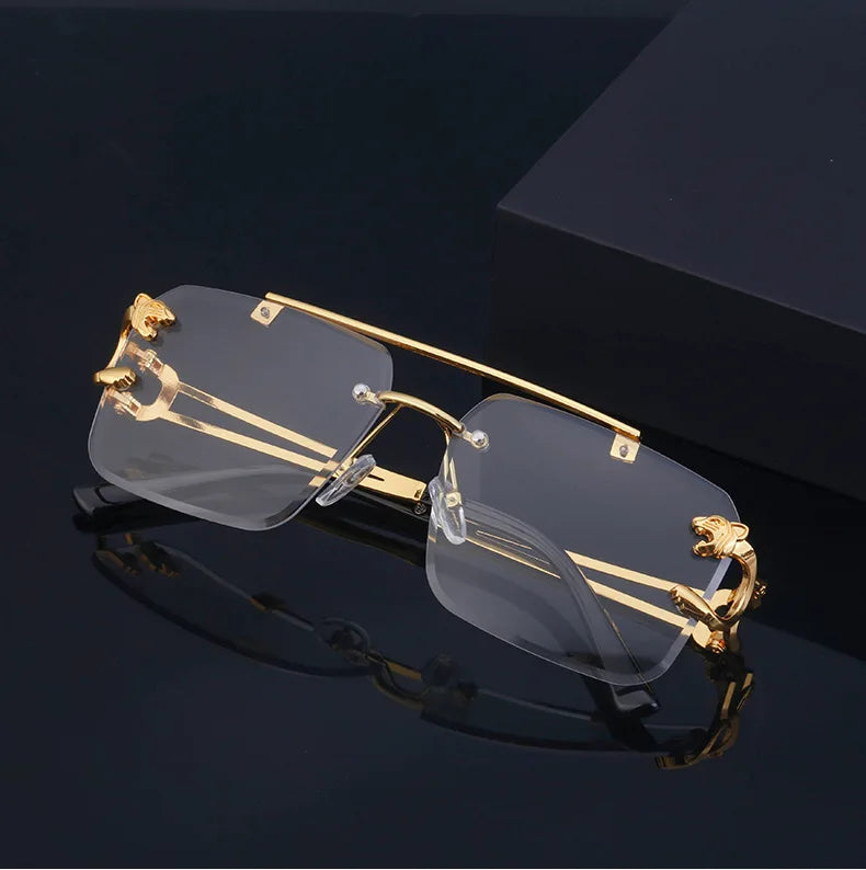 Óculos de Sol Fashion Metal Leopard Lentes Degradê Ocean Film e Proteção UV400