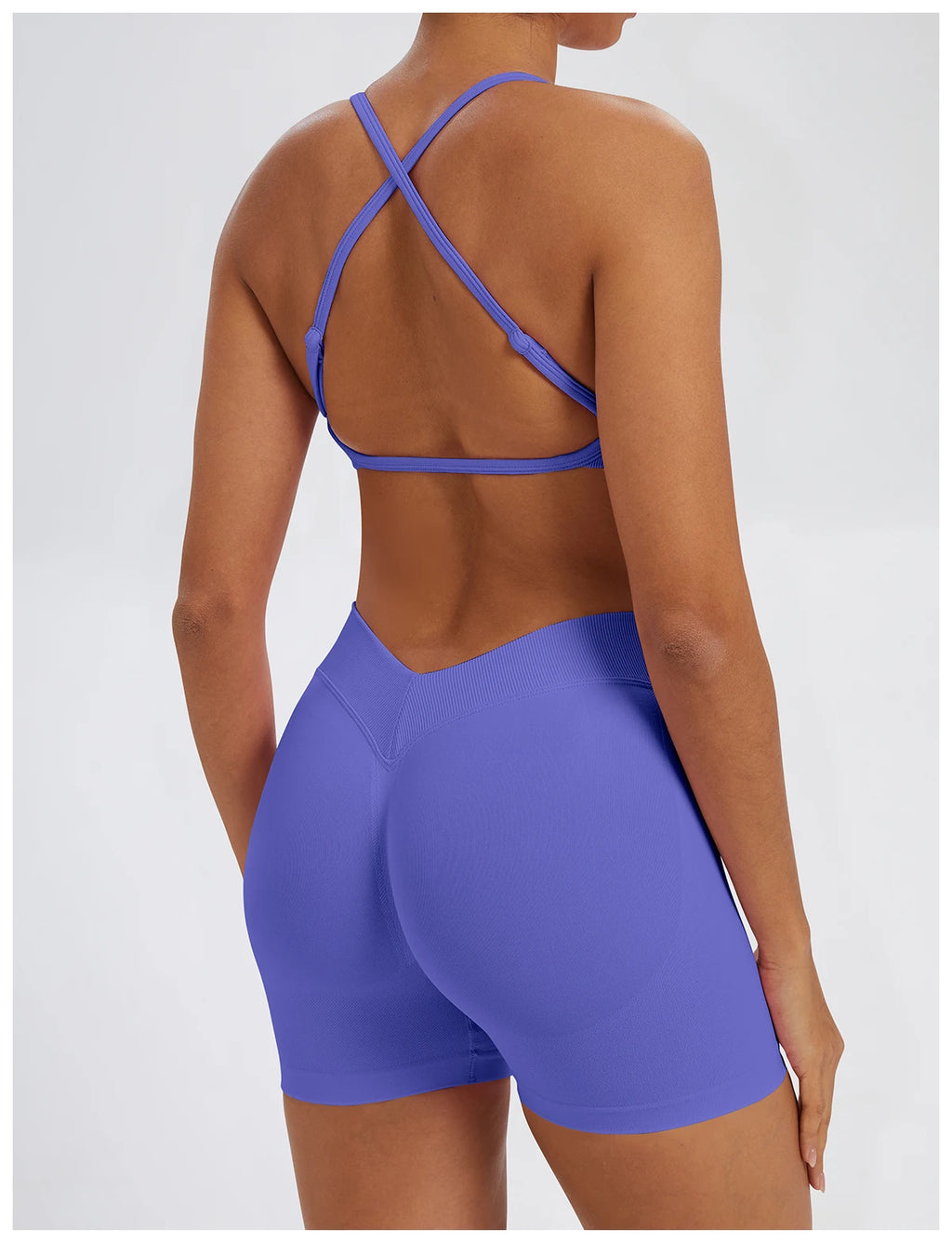 Conjunto Fitness Feminino de 2 Peças para Yoga e Academia – Top Esportivo e Legging de Cintura Alta Sem Costura para Treinos e Atividades Físicas