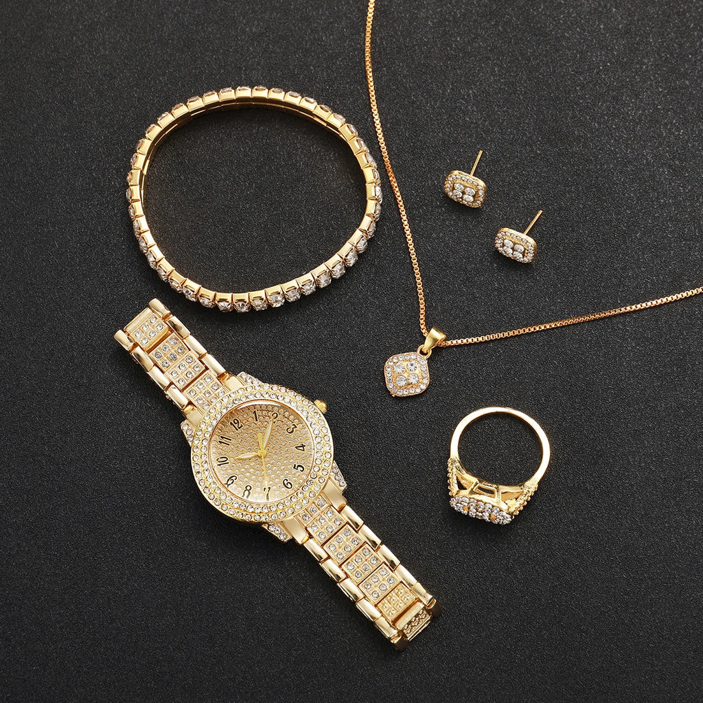 Conjunto de 6 Relógios Femininos de Quartzo Analógicos com Pulseira de Aço (Sem Caixa)