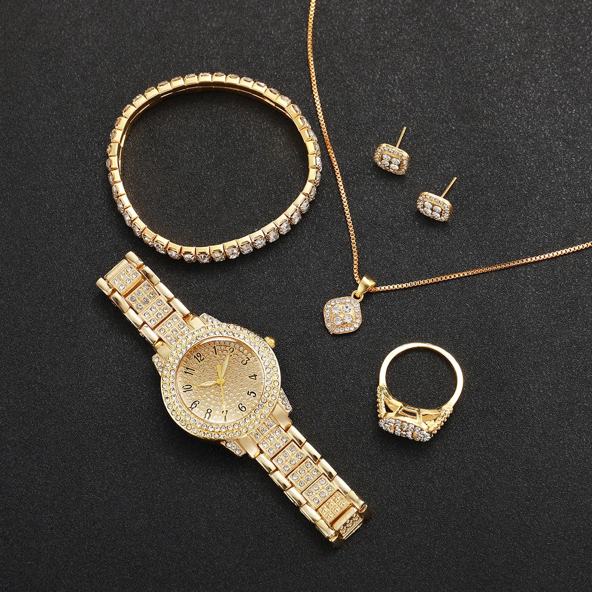Conjunto de 6 Relógios Femininos de Quartzo Analógicos com Pulseira de Aço (Sem Caixa)