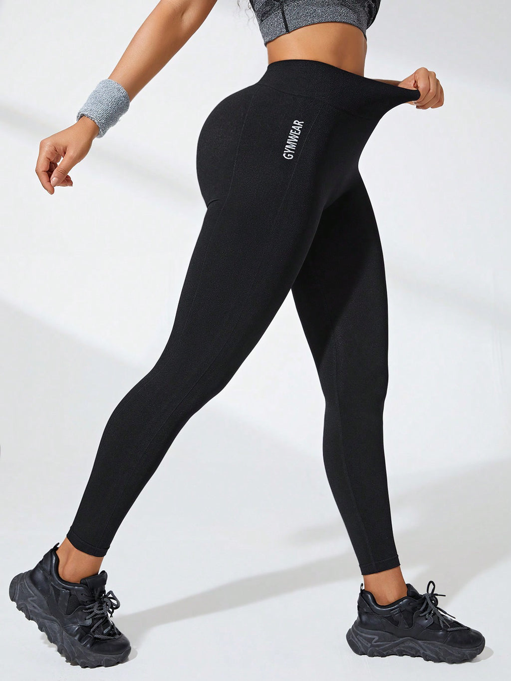 Leggings femininas de cintura alta, macias, com controle abdominal, modeladoras, pretas, para ioga, treino e corrida.