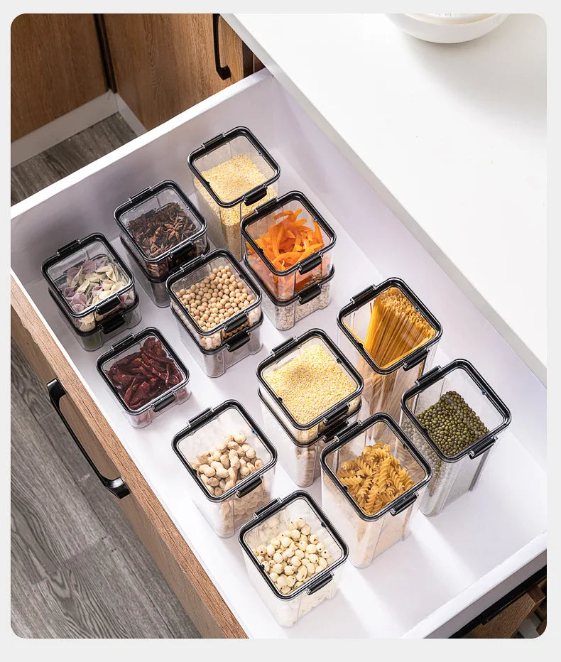 Conjunto de Potes Herméticos para Armazenamento de Grãos e Temperos na Cozinha - Ideal para Cozinhar Grãos e Temperos.