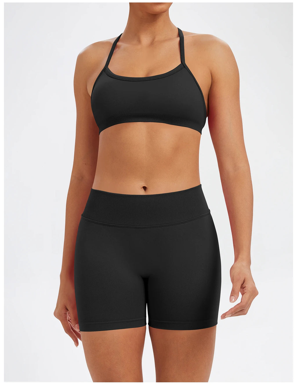 Conjunto Fitness Feminino de 2 Peças para Yoga e Academia – Top Esportivo e Legging de Cintura Alta Sem Costura para Treinos e Atividades Físicas