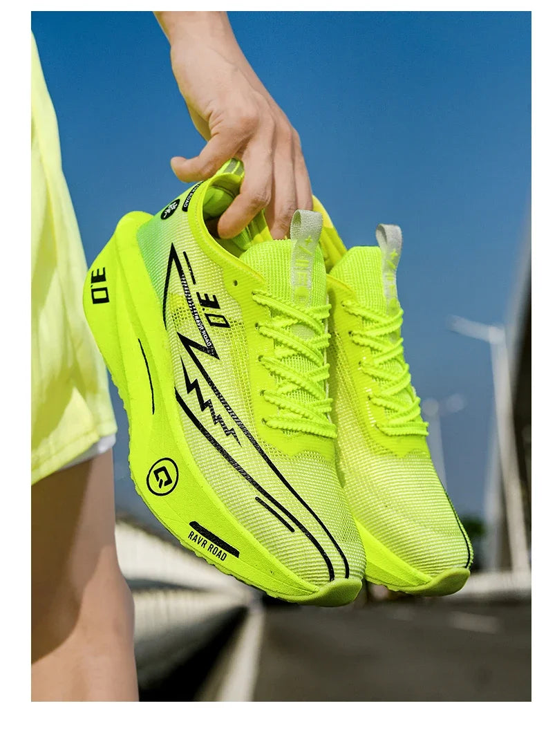 Tênis de corrida masculino com placa de carbono, antiderrapante, amortecido, confortável, para treino e corrida, tênis de tênis casual para mulheres.