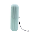 Estojo portátil para pasta de dente e escova de dentes, ideal para viagens e camping.