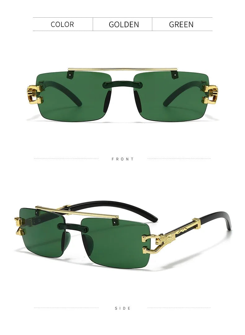 Óculos de Sol Retrô Versáteis com Design Retrô Vanguarda e Hastes Duplas Integradas com Estampa de Leopardo, Proteção UV e Estilo Moderno
