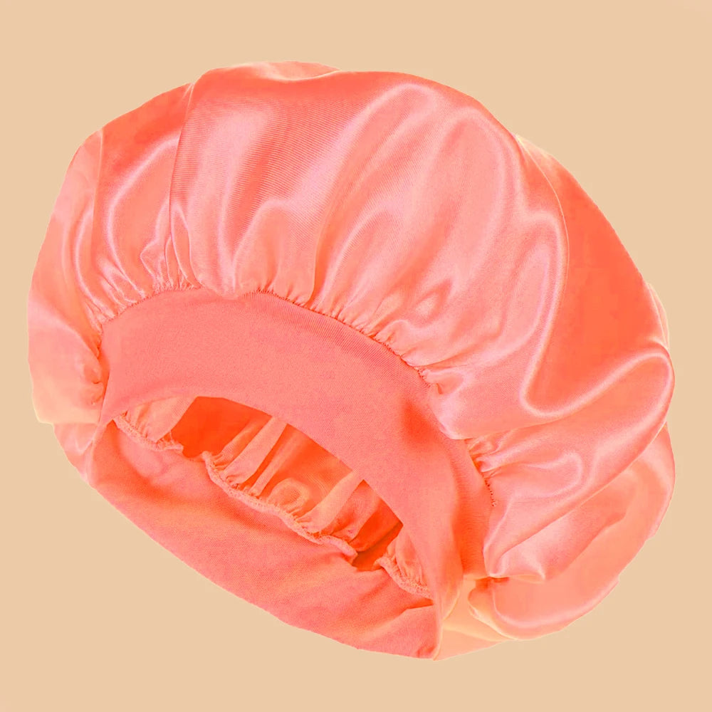 Touca de Banho Feminina de Cetim Lisa com Aba Larga (1 unidade), Ideal para Uso Diário.