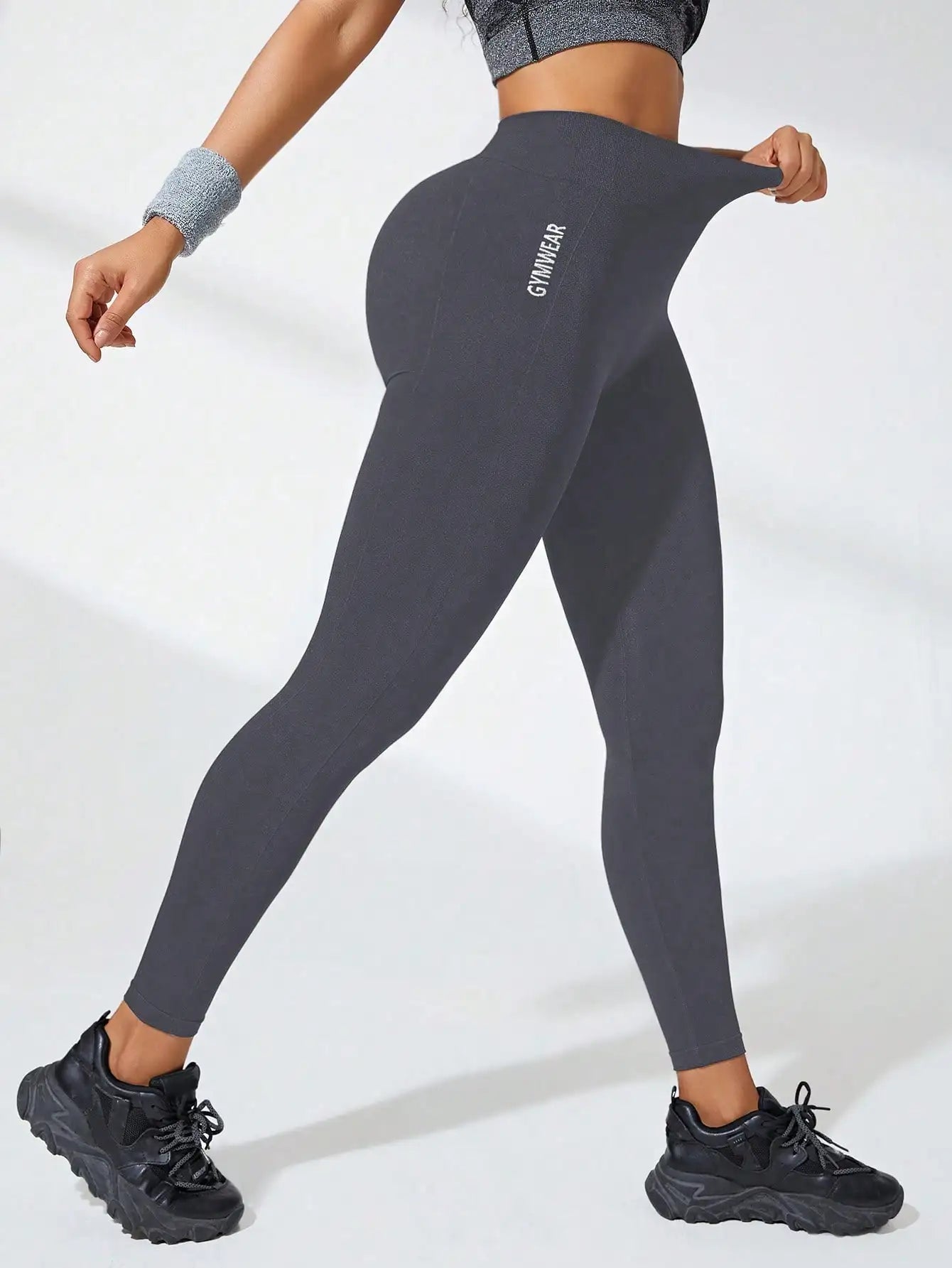 Leggings femininas de cintura alta, macias, com controle abdominal, modeladoras, pretas, para ioga, treino e corrida.