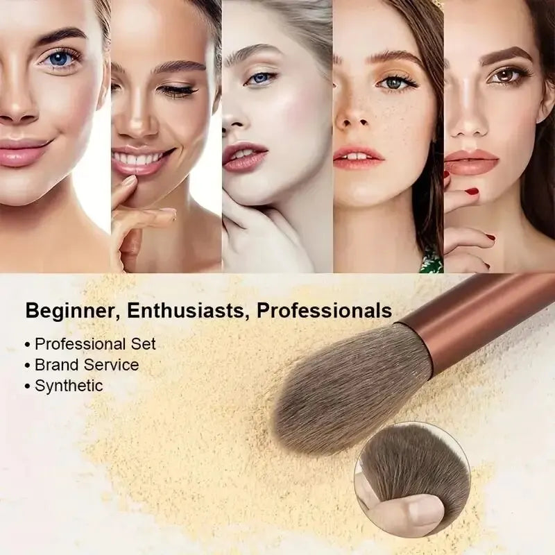 Conjunto de Pincéis de Maquiagem Macios e Fofos Profissionais para Base, Pó e Sombra, Estilo Kabuki