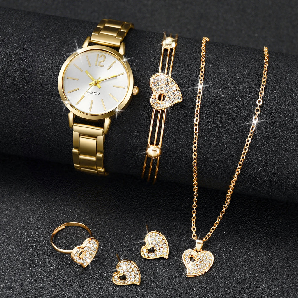Conjunto de relógios femininos da moda com pulseira de aço inoxidável