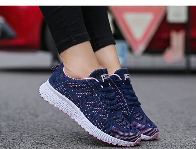 Sapatos casuais femininos, modernos, respiráveis, para caminhada, em mesh