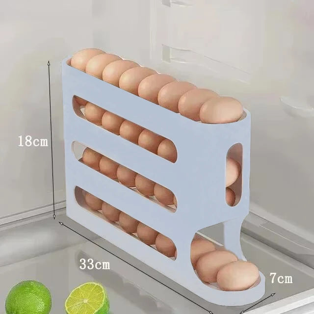 Organizador de Ovos com Rolagem Automática para Geladeira – Economia de Espaço e Organização Inteligente 🥚✨🏠📦