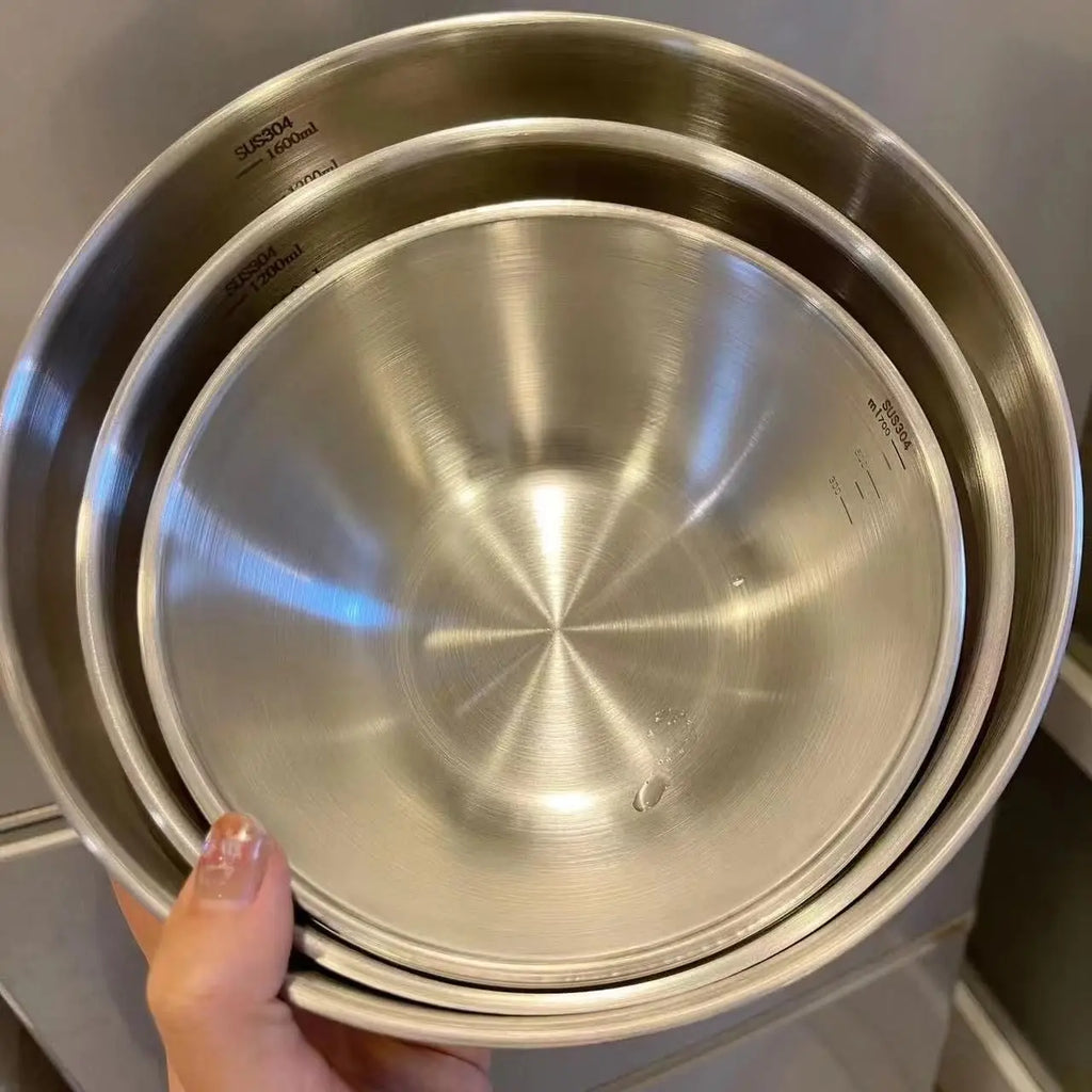 Conjunto de 1 a 3 Tigelas de Aço Inoxidável com Escala para Cozinhar, Assar e Armazenar Alimentos - Tigelas de Grande Capacidade para Misturar - Essenciais para a Cozinha Doméstica