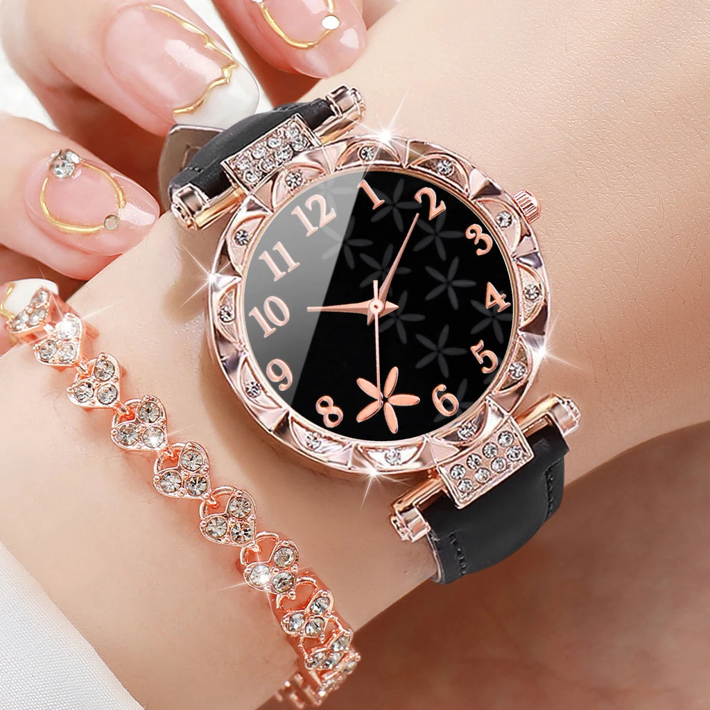 Conjunto de 2 relógios femininos com pulseira