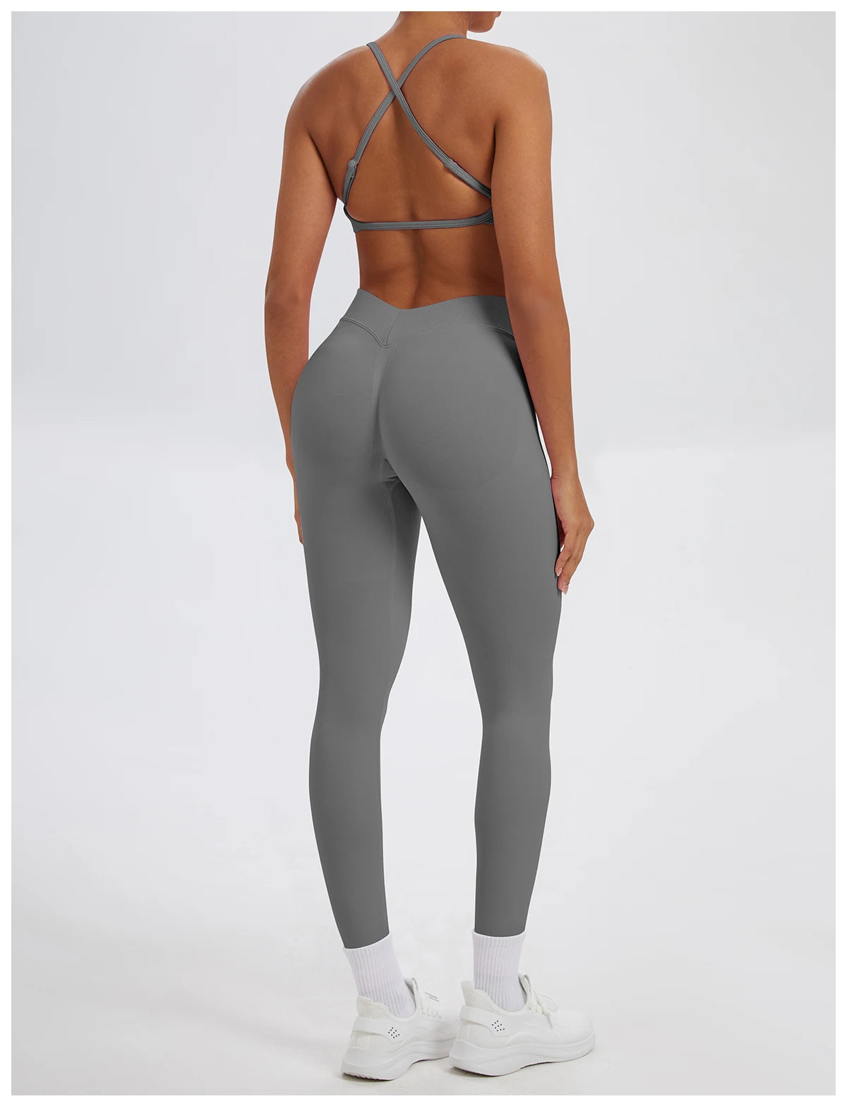 Conjunto Fitness Feminino de 2 Peças para Yoga e Academia – Top Esportivo e Legging de Cintura Alta Sem Costura para Treinos e Atividades Físicas