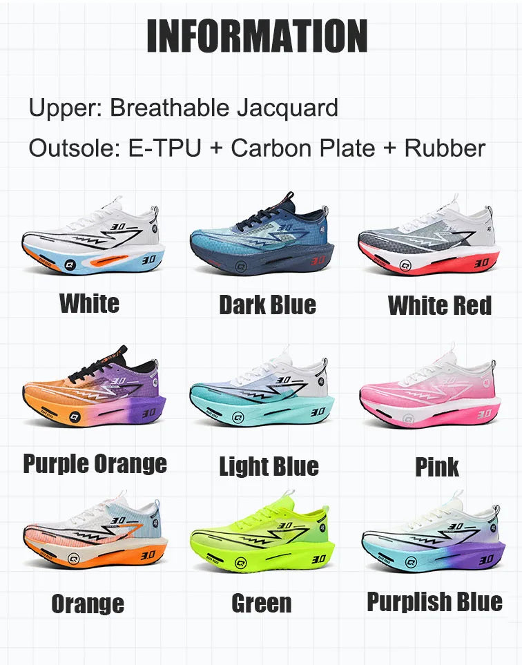 Tênis de corrida masculino com placa de carbono, antiderrapante, amortecido, confortável, para treino e corrida, tênis de tênis casual para mulheres.