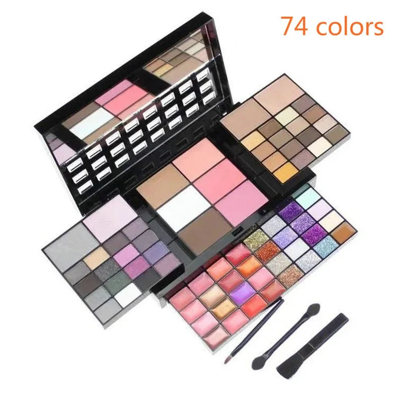 Paleta de Sombras Glitter com 40/74/78 Cores, Acabamento Matte, À Prova D'Água e Longa Duração
