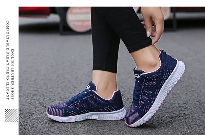 Sapatos casuais femininos, modernos, respiráveis, para caminhada, em mesh