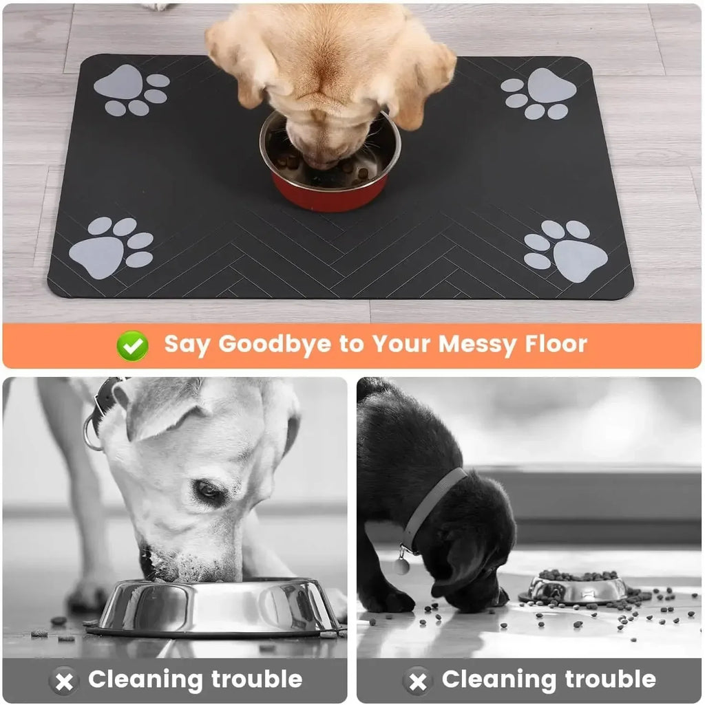 Tapete absorvente para alimentação de animais de estimação - Tapete de secagem rápida com base de borracha para cães e gatos, ideal para tigelas de comida e água.