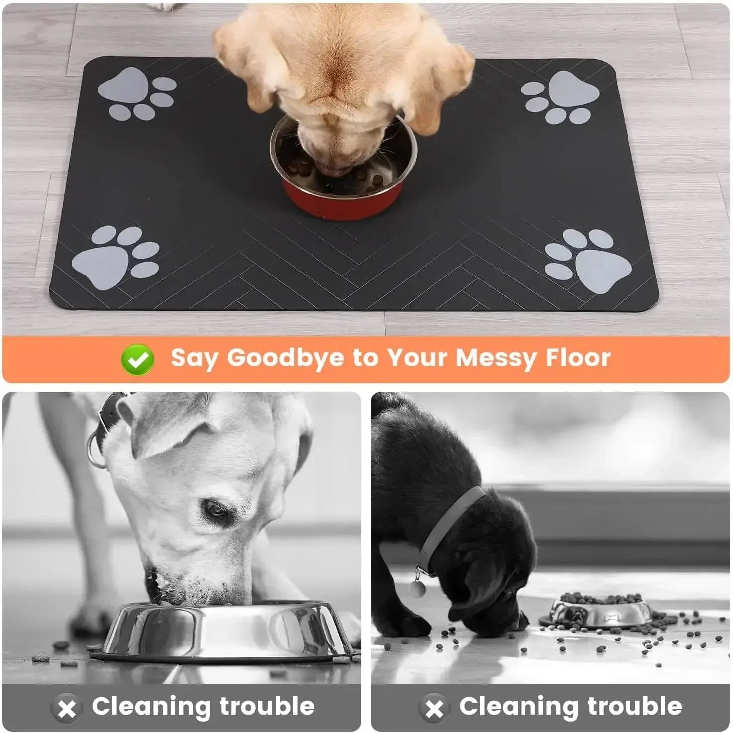 Tapete absorvente para alimentação de animais de estimação - Tapete de secagem rápida com base de borracha para cães e gatos, ideal para tigelas de comida e água.