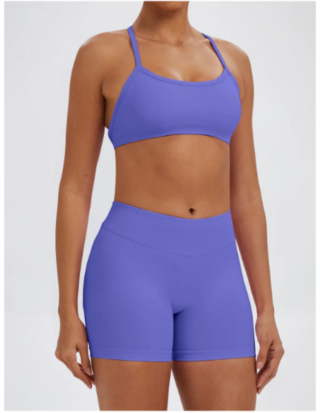 Conjunto Fitness Feminino de 2 Peças para Yoga e Academia – Top Esportivo e Legging de Cintura Alta Sem Costura para Treinos e Atividades Físicas