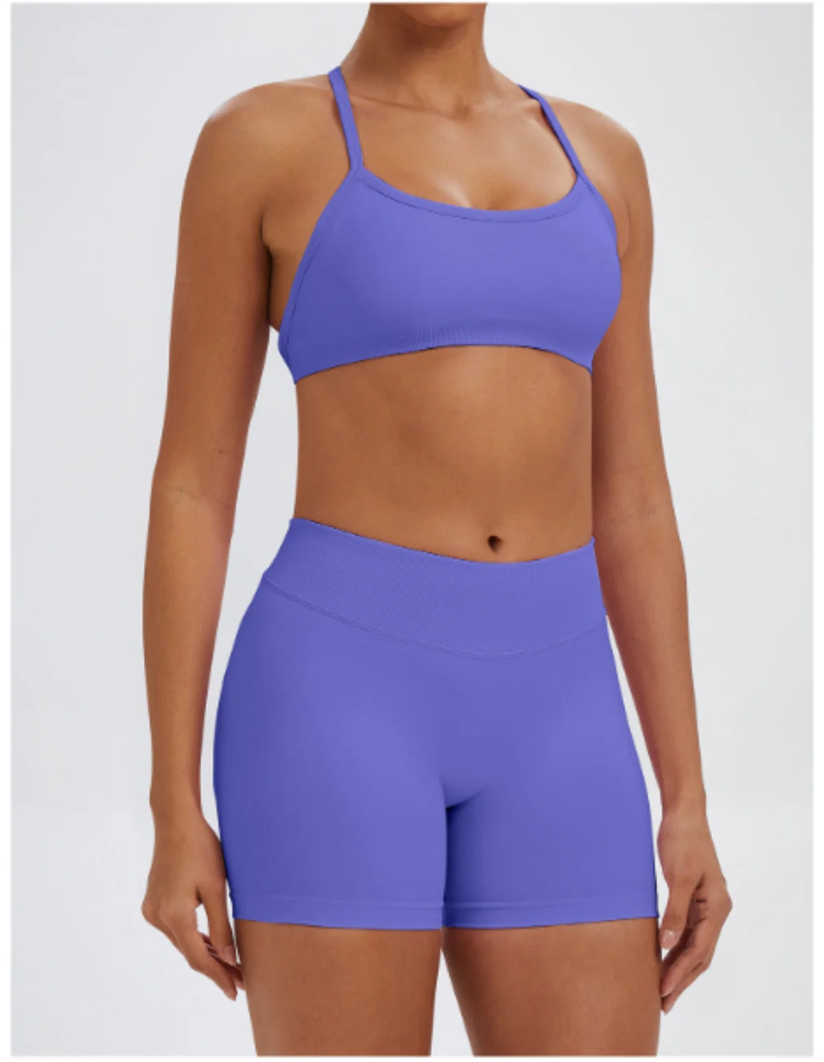 Conjunto Fitness Feminino de 2 Peças para Yoga e Academia – Top Esportivo e Legging de Cintura Alta Sem Costura para Treinos e Atividades Físicas