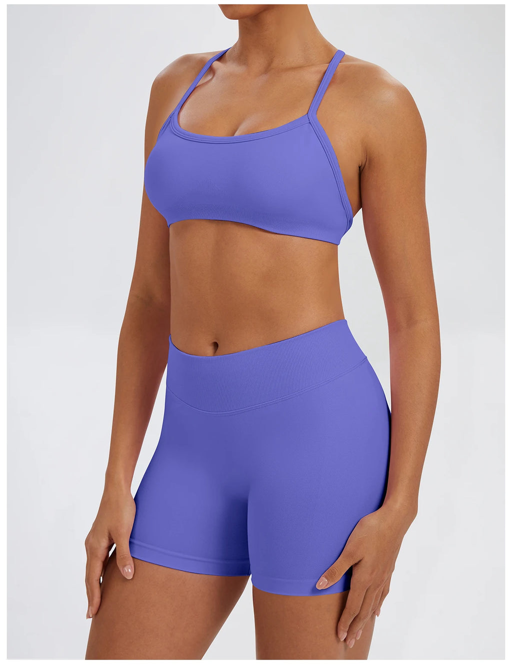 Conjunto Fitness Feminino de 2 Peças para Yoga e Academia – Top Esportivo e Legging de Cintura Alta Sem Costura para Treinos e Atividades Físicas
