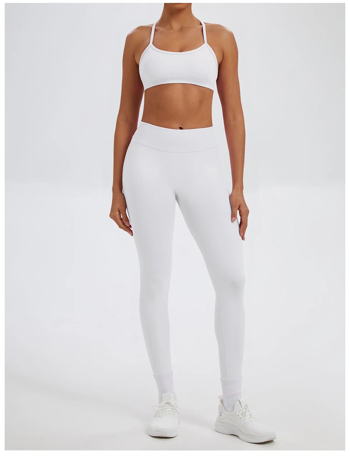 Conjunto Fitness Feminino de 2 Peças para Yoga e Academia – Top Esportivo e Legging de Cintura Alta Sem Costura para Treinos e Atividades Físicas