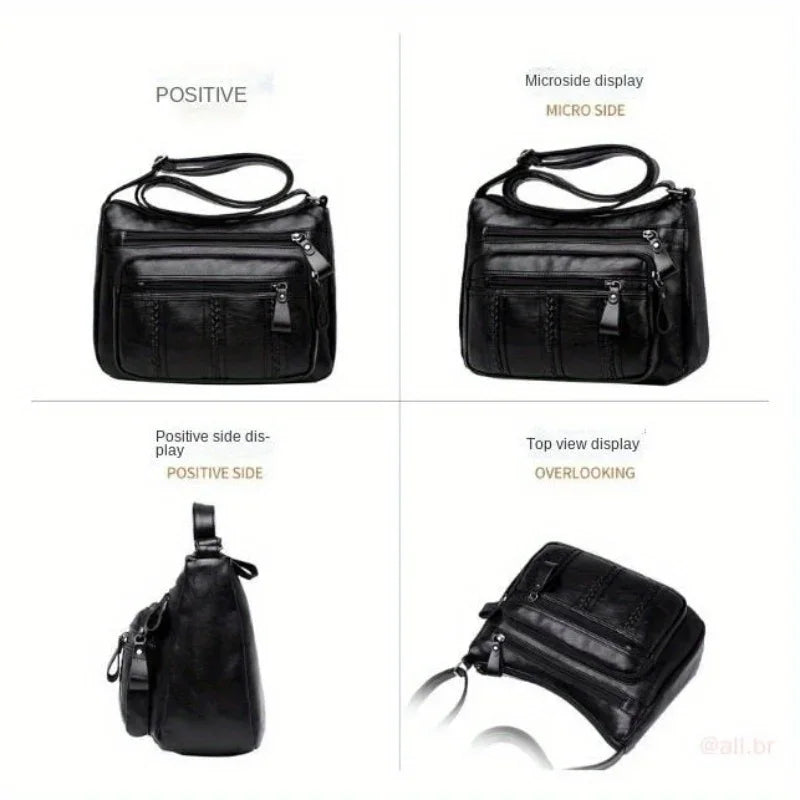 Bolsa feminina grande capacidade, multicamadas, leve