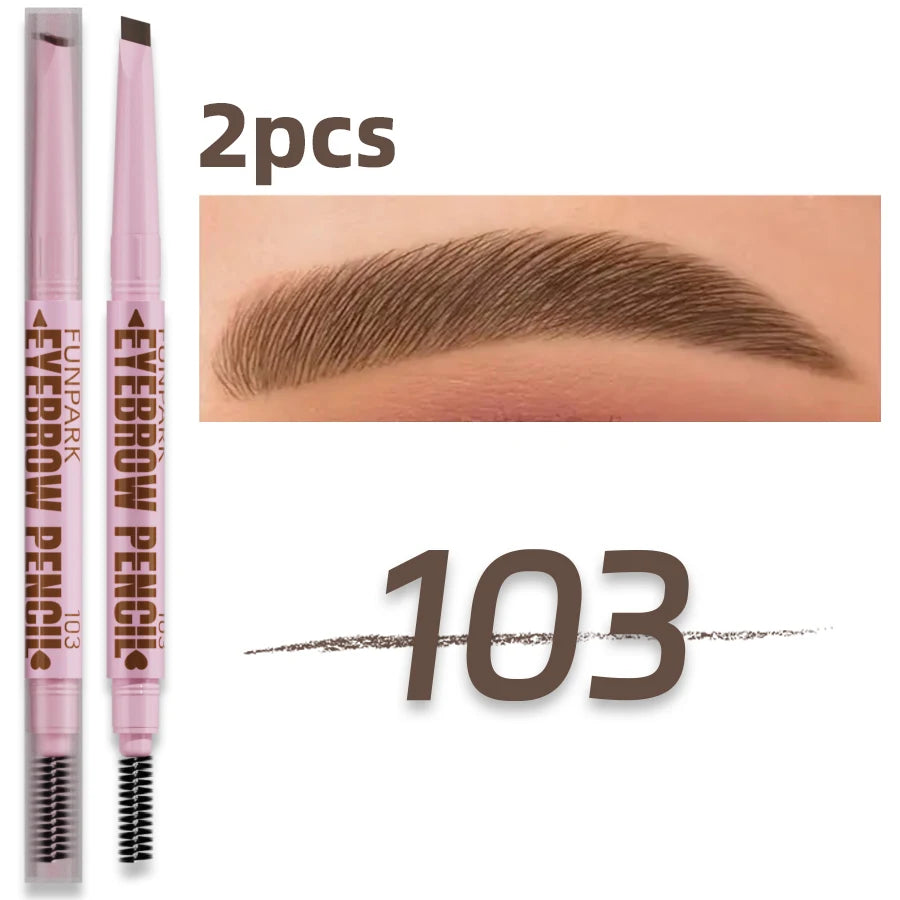 Lápis de sobrancelha 2 em 1 profissional, maquiagem para mulheres, 5 cores, à prova d'água, para sobrancelhas, com efeito tatuagem e longa duração.