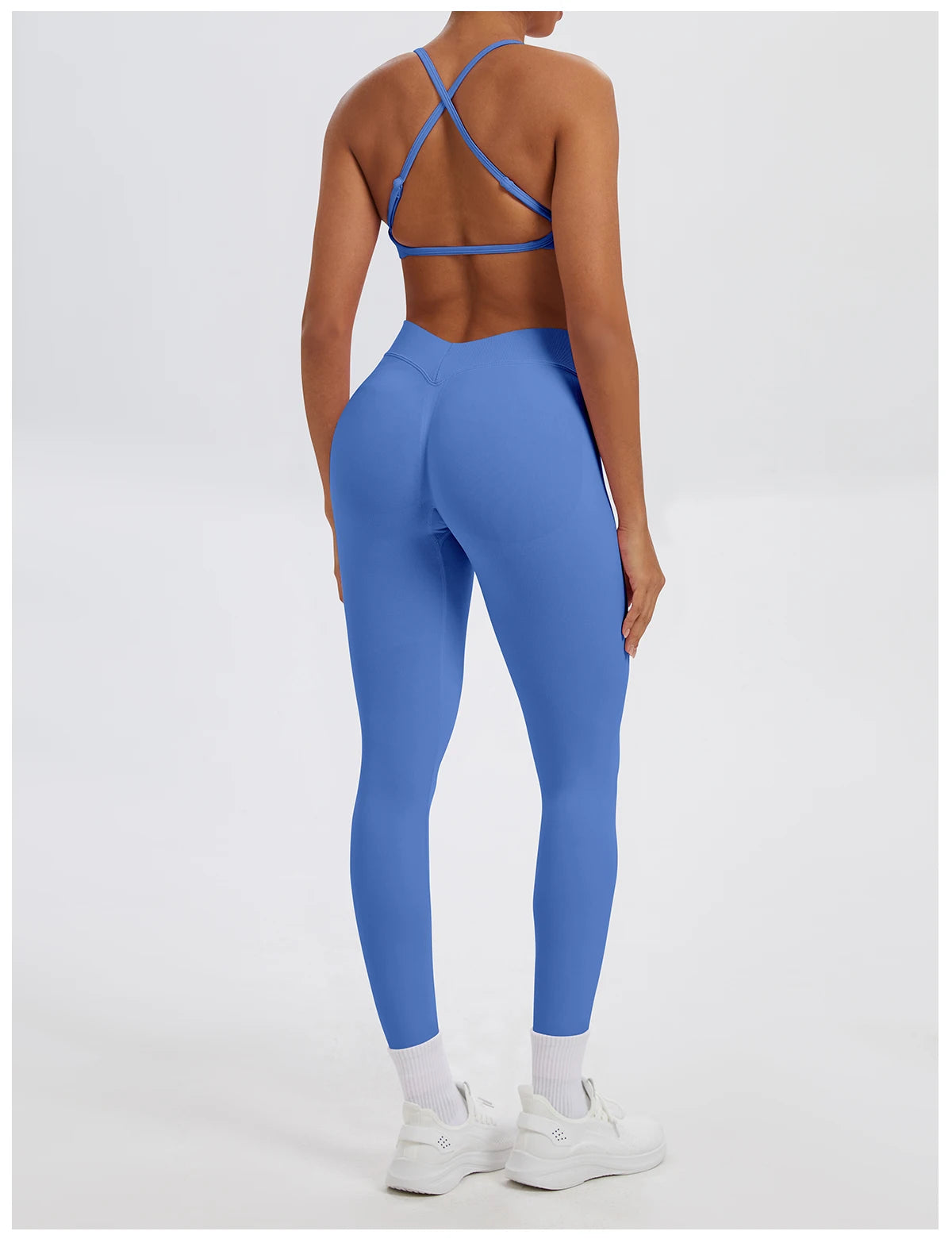 Conjunto Fitness Feminino de 2 Peças para Yoga e Academia – Top Esportivo e Legging de Cintura Alta Sem Costura para Treinos e Atividades Físicas