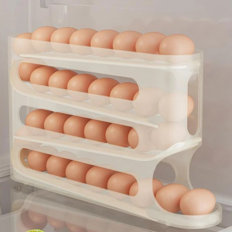 Organizador de Ovos com Rolagem Automática para Geladeira – Economia de Espaço e Organização Inteligente 🥚✨🏠📦