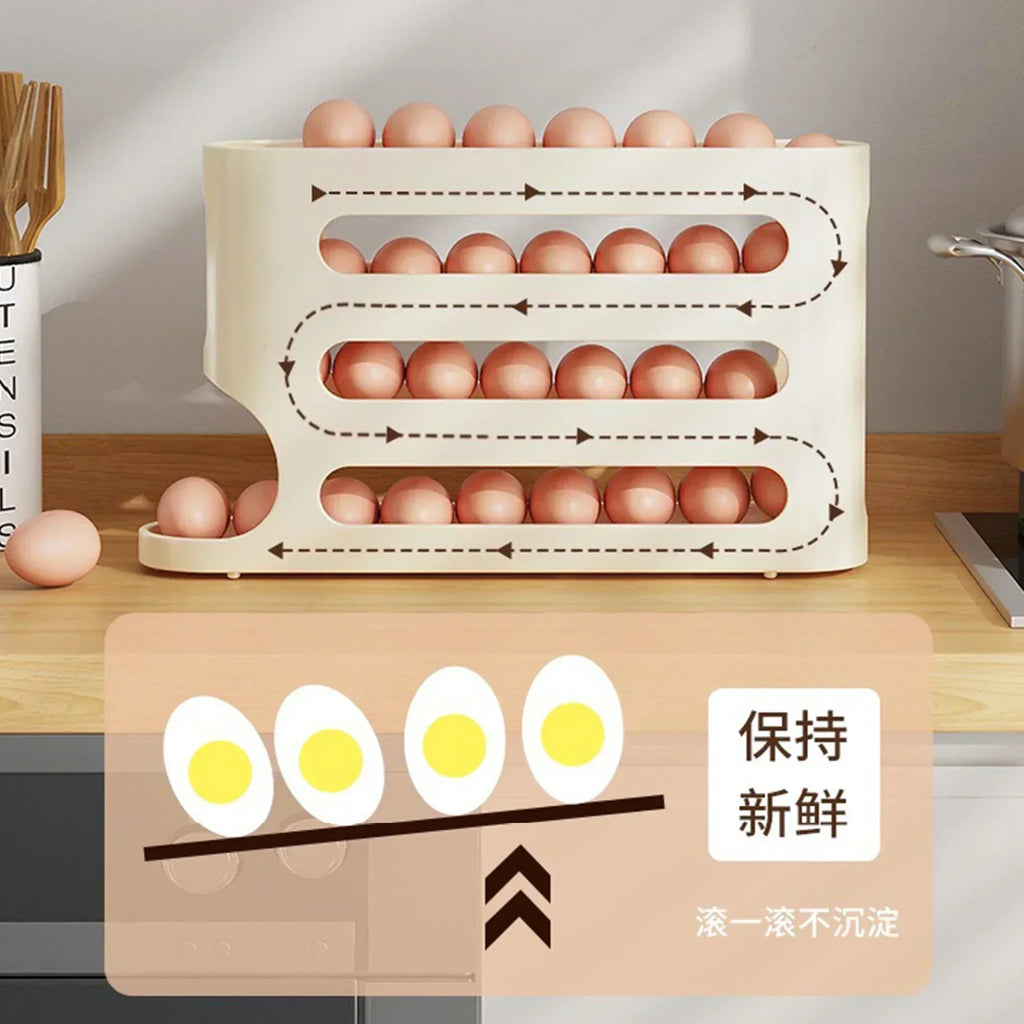 Organizador de Ovos com Rolagem Automática para Geladeira – Economia de Espaço e Organização Inteligente 🥚✨🏠📦