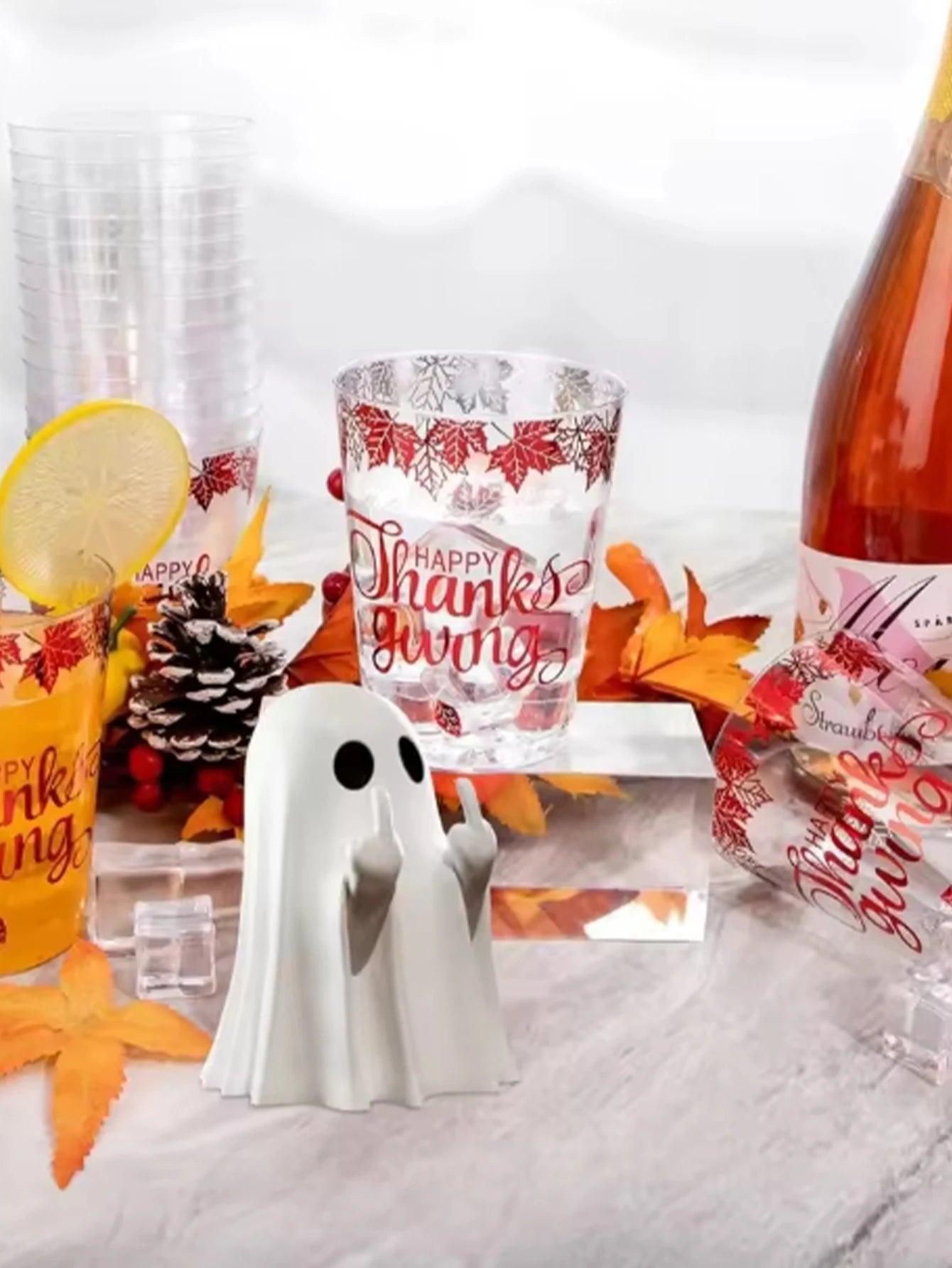 1 estátua de fantasma mostrando o dedo do meio, 7,5 cm, decoração de fantasma